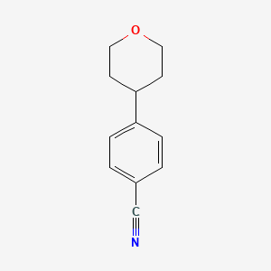 molecular formula C12H13NO B8482645 4-(Tetrahydro-2H-pyran-4-yl)benzonitrile 