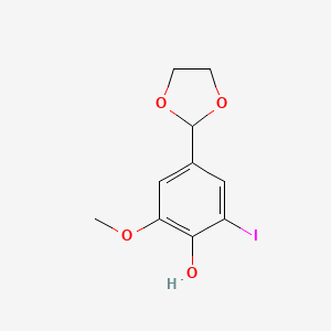 molecular formula C10H11IO4 B8482707 4-[1,3]Dioxolan-2-yl-2-iodo-6-methoxy-phenol 