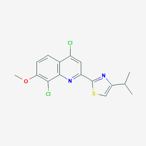 molecular formula C16H14Cl2N2OS B8482943 4,8-Dichloro-7-methoxy-2-[4-(propan-2-yl)-1,3-thiazol-2-yl]quinoline CAS No. 923289-41-2