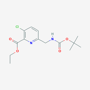 molecular formula C14H19ClN2O4 B8482994 Ethyl 6-(((tert-butoxycarbonyl)amino)methyl)-3-chloropicolinate 