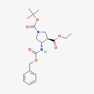 molecular formula C20H28N2O6 B8483297 Benzyl (3S*,4R*)-1-(tert-butoxycarbonyl)-4-(ethoxycarbonyl)pyrrolidin-3-ylcarbamate CAS No. 267230-42-2