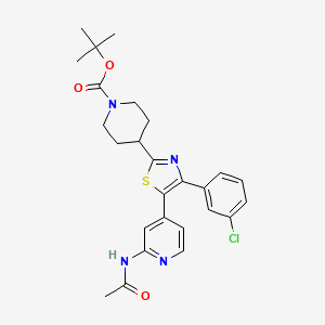 Tert-butyl 4-[5-(2-acetamidopyridin-4-yl)-4-(3-chlorophenyl)-1,3-thiazol-2-yl]piperidine-1-carboxylate