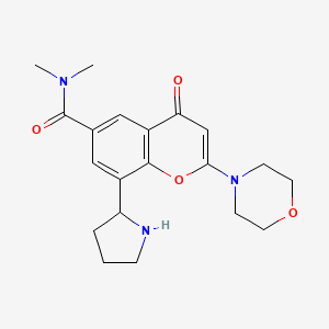 molecular formula C20H25N3O4 B8483427 N,N-dimethyl-2-morpholino-4-oxo-8-(pyrrolidin-2-yl)-4H-chromene-6-carboxamide 