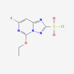 molecular formula C7H6ClFN4O3S B8483535 2-Chlorosulfonyl-5-ethoxy-7-fluoro[1,2,4]triazolo[1,5-c]pyrimidine 