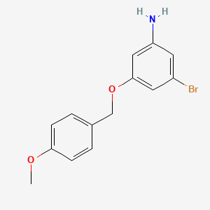molecular formula C14H14BrNO2 B8483611 3-Bromo-5-((4-methoxybenzyl)oxy)aniline 