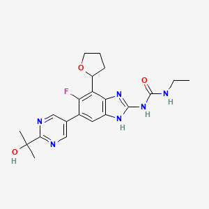 1-ethyl-3-[6-fluoro-5-[2-(1-hydroxy-1-methyl-ethyl)pyrimidin-5-yl]-7-tetrahydrofuran-2-yl-1H-benzimidazol-2-yl]urea