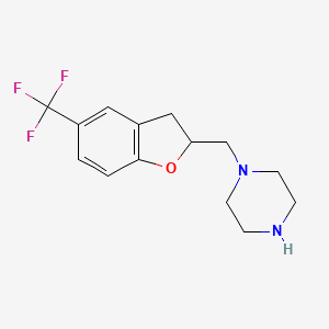 molecular formula C14H17F3N2O B8483884 1-[[5-(Trifluoromethyl)-2,3-dihydro-1-benzofuran-2-yl]methyl]piperazine 