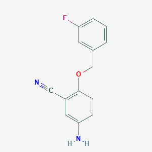 molecular formula C14H11FN2O B8483907 5-Amino-2-(3-fluoro-benzyloxy)-benzonitrile 