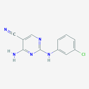 molecular formula C11H8ClN5 B8484371 4-Amino-5-cyano-2-(3-chloroanilino)pyrimidine 