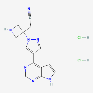 molecular formula C14H15Cl2N7 B8484485 2-(3-(4-(7H-Pyrrolo[2,3-d]pyrimidin-4-yl)-1H-pyrazol-1-yl)azetidin-3-yl)acetonitriledihydrochloride 