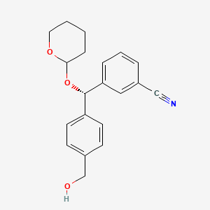 molecular formula C20H21NO3 B8484750 3-{(S)-[4-(Hydroxymethyl)phenyl][(oxan-2-yl)oxy]methyl}benzonitrile CAS No. 889118-14-3