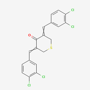 molecular formula C19H12Cl4OS B8484777 4H-Thiopyran-4-one, 3,5-bis[(3,4-dichlorophenyl)methylene]tetrahydro- CAS No. 61448-82-6