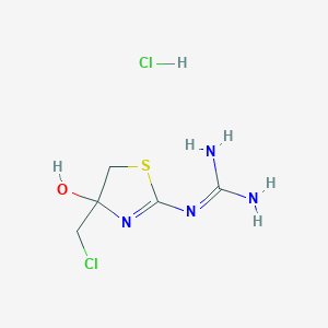 molecular formula C5H10Cl2N4OS B8484851 2-(4-(Chloromethyl)-4-hydroxy-2-thiazolin-2-yl)guanidine hydrochloride 
