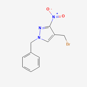 molecular formula C11H10BrN3O2 B8485019 1-benzyl-4-(bromomethyl)-3-nitro-1H-pyrazole 