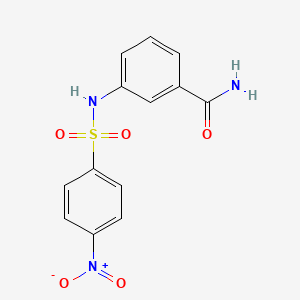 molecular formula C13H11N3O5S B8485074 3-[[(4-Nitrophenyl)sulfonyl]amino]benzamide 
