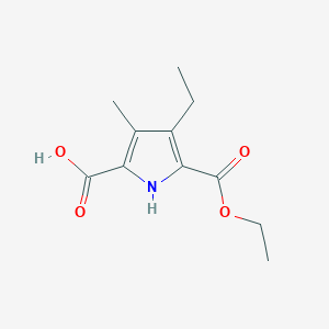 molecular formula C11H15NO4 B8485358 Ethyl 5-carboxy-3-ethyl-4-methylpyrrole-2-carboxyate 
