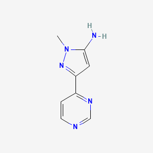 molecular formula C8H9N5 B8485360 1-methyl-3-(pyrimidin-4-yl)-1H-pyrazol-5-amine 