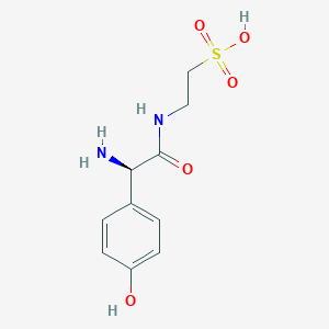 molecular formula C10H14N2O5S B8485412 2-{[(2R)-2-Amino-2-(4-hydroxyphenyl)acetyl]amino}ethane-1-sulfonic acid CAS No. 439088-67-2