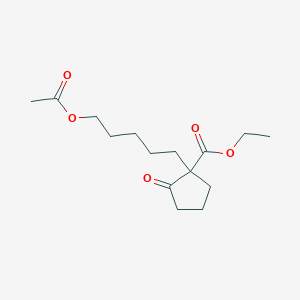 molecular formula C15H24O5 B8485466 Ethyl 1-[5-(acetyloxy)pentyl]-2-oxocyclopentane-1-carboxylate CAS No. 52478-11-2