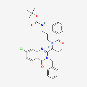 molecular formula C35H41ClN4O4 B8485506 (R)-tert-butyl (3-(N-(1-(3-benzyl-7-chloro-4-oxo-3,4-dihydroquinazolin-2-yl)-2-methylpropyl)-4-methylbenzamido)propyl)carbamate 