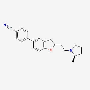molecular formula C22H24N2O B8485550 4-(2-{2-[(2R)-2-methylpyrrolidinyl]ethyl}-2,3-dihydro-1-benzofuran-5-yl)benzonitrile 