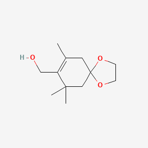 molecular formula C12H20O3 B8485575 1,4-Dioxaspiro[4.5]dec-7-ene-8-methanol, 7,9,9-trimethyl- CAS No. 23069-07-0