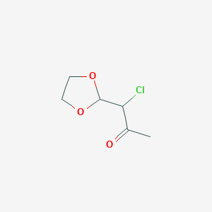 molecular formula C6H9ClO3 B8485696 2-(1-Chloro-2-oxopropyl)dioxolane 