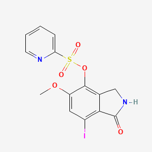 molecular formula C14H11IN2O5S B8485770 2-Pyridinesulfonic acid,2,3-dihydro-7-iodo-5-methoxy-1-oxo-1h-isoindol-4-yl ester 