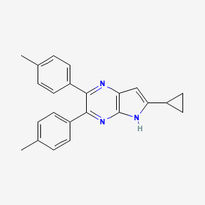 molecular formula C23H21N3 B8485899 6-Cyclopropyl-2,3-di-p-tolyl-5H-pyrrolo[2,3-b]pyrazine 