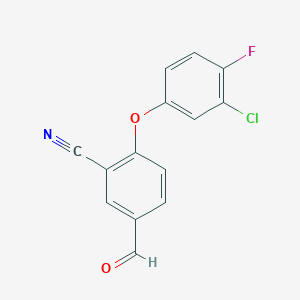molecular formula C14H7ClFNO2 B8485954 2-(3-Chloro-4-fluorophenoxy)-5-formylbenzonitrile 