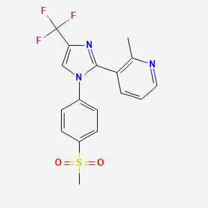 molecular formula C17H14F3N3O2S B8486036 Pyridine,2-methyl-3-[1-[4-(methylsulfonyl)phenyl]-4-(trifluoromethyl)-1h-imidazol-2-yl]- 