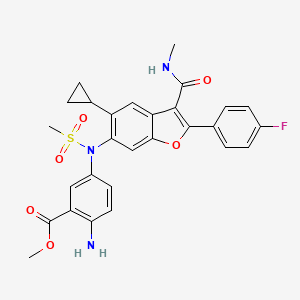 molecular formula C28H26FN3O6S B8486101 methyl 5-{N-[5-cyclopropyl-2-(4-fluorophenyl)-3-(methylcarbamoyl)-1-benzofuran-6-yl]methanesulfonamido}-2-aminobenzoate 