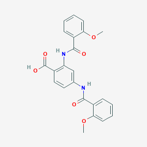 molecular formula C23H20N2O6 B8486163 2,4-Bis(2-methoxybenzamido)benzoic acid CAS No. 54338-06-6