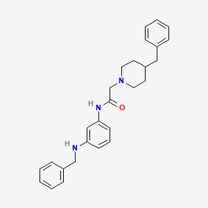 molecular formula C27H31N3O B8486237 1-Piperidineacetamide,4-(phenylmethyl)-n-[3-[(phenylmethyl)amino]phenyl]- 