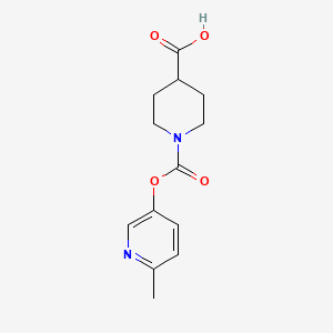 molecular formula C13H16N2O4 B8486298 1-{[(6-Methylpyridin-3-yl)oxy]carbonyl}piperidine-4-carboxylic acid 