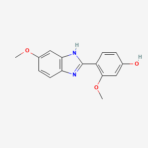 molecular formula C15H14N2O3 B8486319 3-Methoxy-4-(5-methoxy-1,3-dihydro-2H-benzimidazol-2-ylidene)cyclohexa-2,5-dien-1-one CAS No. 89469-42-1