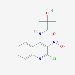 molecular formula C13H14ClN3O3 B8486348 2-Methyl-[(2-chloro-3-nitroquinolin-4-yl)amino]-2-propanol 