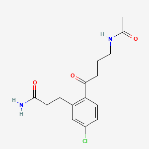 molecular formula C15H19ClN2O3 B8486439 Benzenepropanamide, 2-(4-(acetylamino)-1-oxobutyl)-5-chloro- CAS No. 122186-92-9