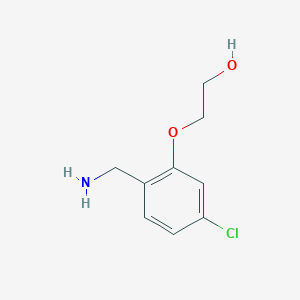molecular formula C9H12ClNO2 B8486543 2-(2-Aminomethyl-5-chloro-phenoxy)-ethanol 