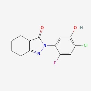 molecular formula C13H12ClFN2O2 B8486817 2-(4-Chloro-2-fluoro-5-hydroxyphenyl)-2,3a,4,5,6,7-hexahydroindazol-3-one 