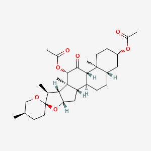 molecular formula C31H46O7 B8486837 (3beta,5alpha,12beta,25R)-3,12-di(acetoxy)-spirostan-11-one CAS No. 82182-52-3