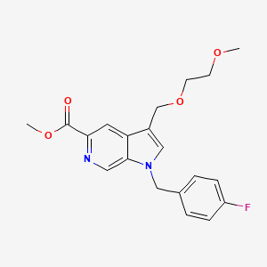 molecular formula C20H21FN2O4 B8487003 1h-Pyrrolo[2,3-c]pyridine-5-carboxylic acid,1-[(4-fluorophenyl)methyl]-3-[(2-methoxyethoxy)methyl]-,methyl ester 