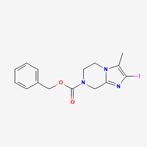 molecular formula C15H16IN3O2 B8487159 benzyl 2-iodo-3-methyl-5,6-dihydroimidazo[1,2-a]pyrazine-7(8H)-carboxylate 
