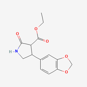 molecular formula C14H15NO5 B8487175 Ethyl 4-(2H-1,3-benzodioxol-5-yl)-2-oxopyrrolidine-3-carboxylate CAS No. 54280-37-4