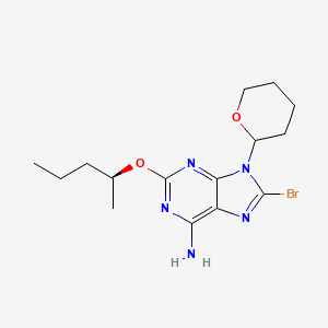 molecular formula C15H22BrN5O2 B8487190 8-bromo-2-(((S)-pentan-2-yl)oxy)-9-(tetrahydro-2H-pyran-2-yl)-9H-purin-6-amine 