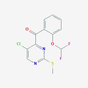 molecular formula C13H9ClF2N2O2S B8487239 (5-Chloro-2-(methylthio)pyrimidin-4-YL)(2-(difluoromethoxy)phenyl)methanone 
