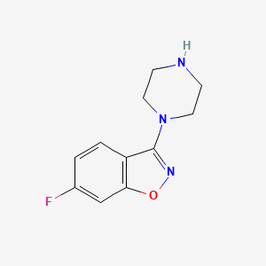 molecular formula C11H12FN3O B8487299 6-Fluoro-3-(piperazine-1-yl)benzisoxazole 