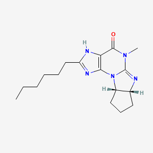 molecular formula C17H25N5O B8487438 (11R,15S)-4-hexyl-8-methyl-1,3,5,8,10-pentazatetracyclo[7.6.0.02,6.011,15]pentadeca-2(6),3,9-trien-7-one 