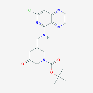 molecular formula C18H22ClN5O3 B8487465 Tert-butyl 3-((7-chloropyrido[4,3-b]pyrazin-5-ylamino)methyl)-5-oxopiperidine-1-carboxylate 