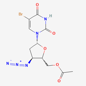 molecular formula C11H12BrN5O5 B8487479 3'-azido-5'-O-acetyl-2',3'-dideoxy-5-bromouridine 